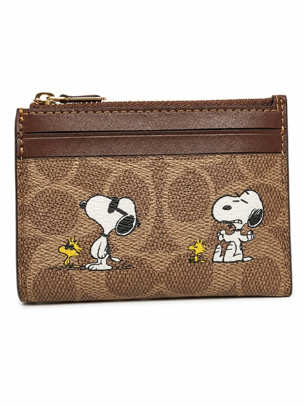 COACH x Peanuts Mini Skinny ID Case Signature Canvas Snoopy Print CBT14 NWT